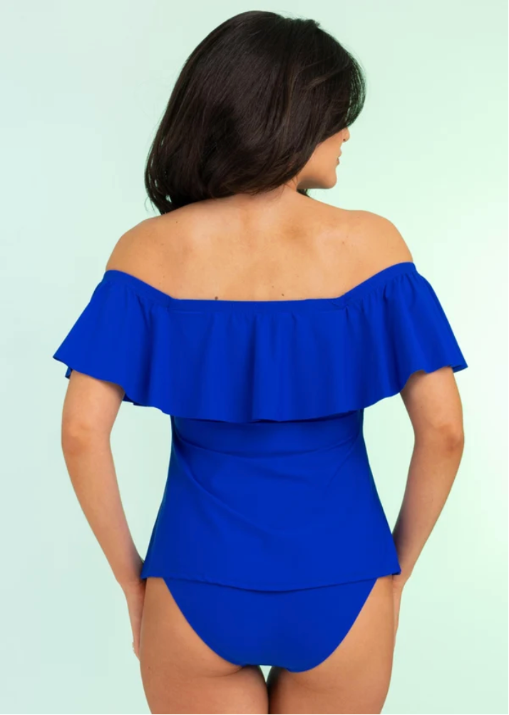 Off the Shoulder Flounce Tankini Top