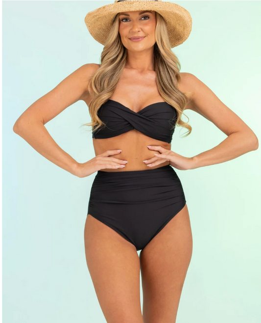 Twist Front Wire Free Bandeau Bikini Top