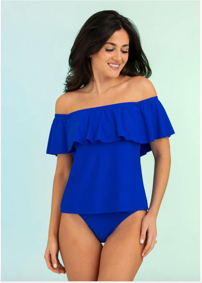 Off the Shoulder Flounce Tankini Top