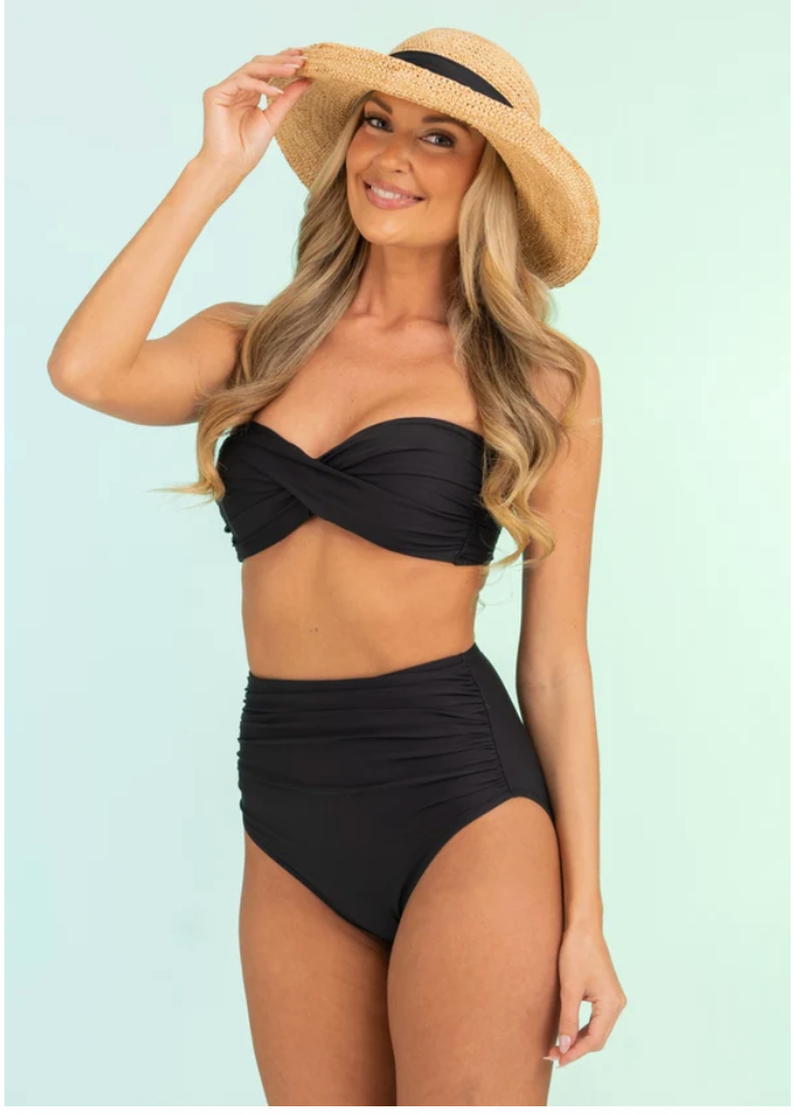 Twist Front Wire Free Bandeau Bikini Top